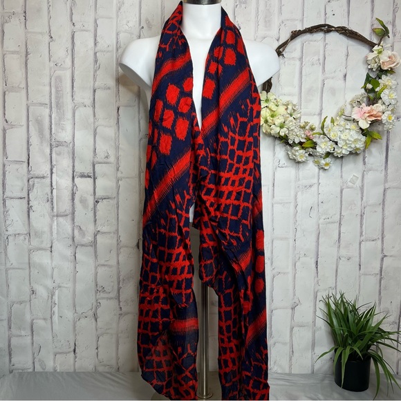 Stella & Dot Large Scarf/Wrap in Red & Blue - Picture 2 of 5